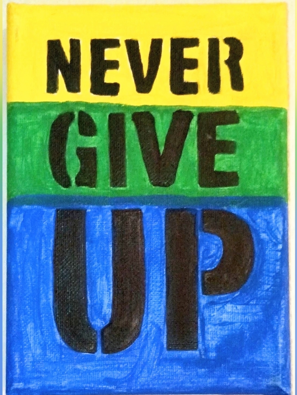 Hand Painted Never Give Up Canvas 5x7 Motivational Wall Art Acrylic Decor - Picture 2 of 3